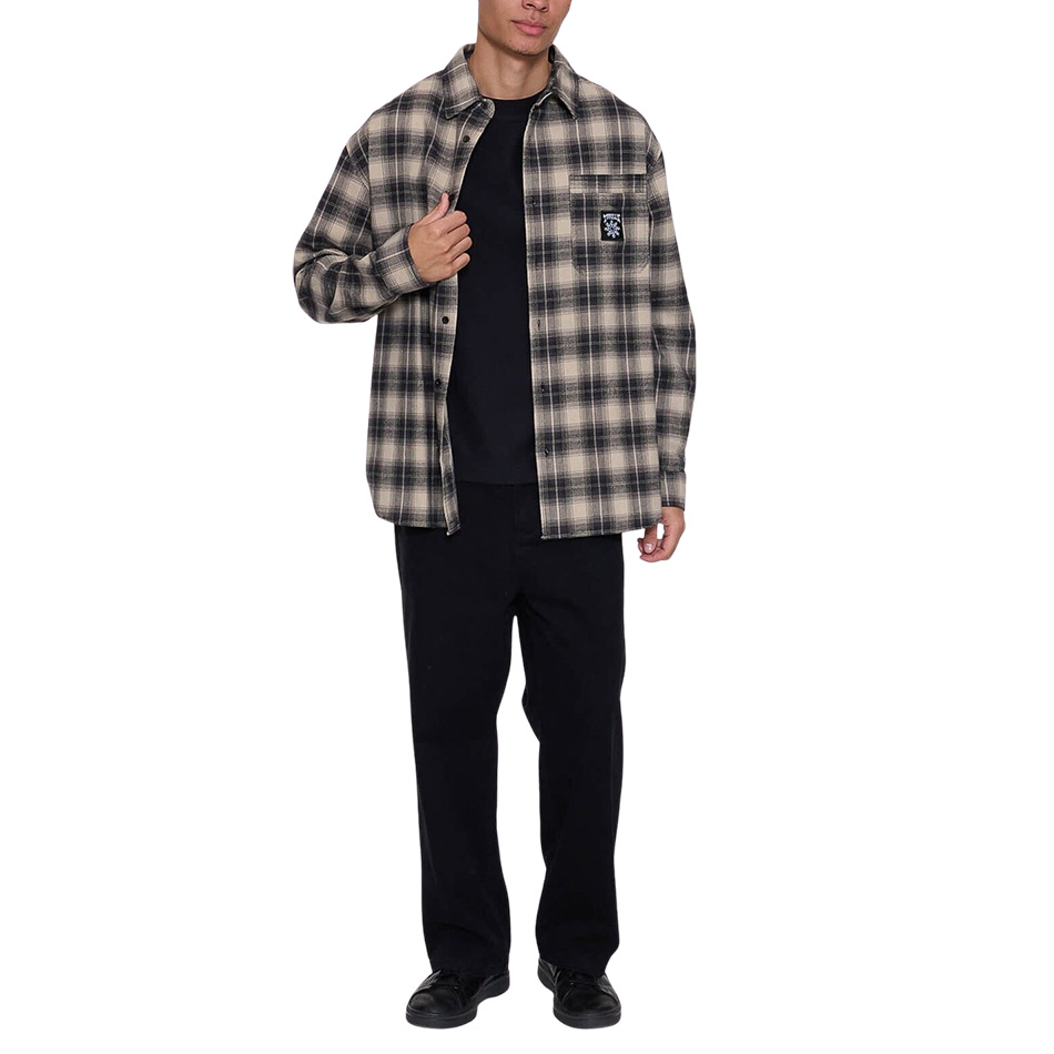 Thrills Stagger Barrio Long Sleeve Flannel Shirt - Black