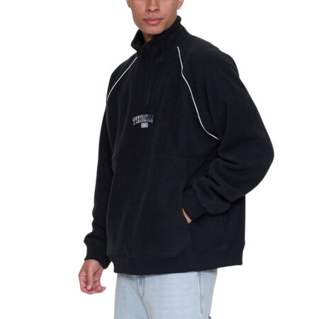 Thrills Thrill Of Victory Raglan Quarter Zip Polar Fleece - Faded Black
