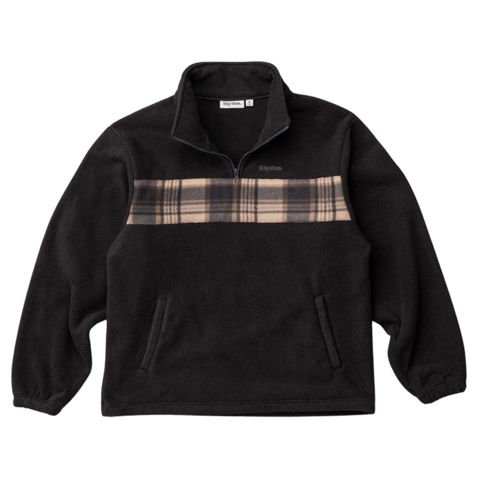 Rhythm Checkered Fleece Quarter Zip - Black