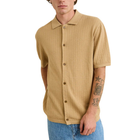 Rhythm Textured Knit SS Shirt - Sand