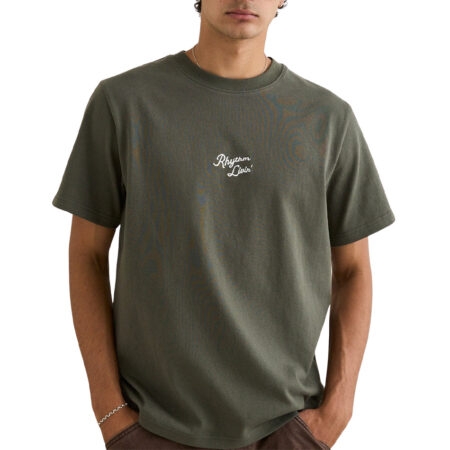 Rhythm Hallmark Heavy Vintage Embroidered SS T-Shirt - Silver Pine