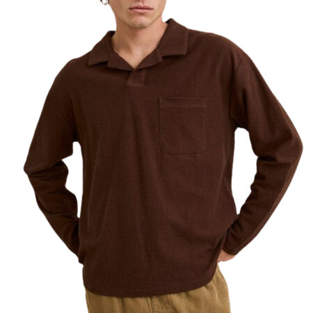 Rhythm Vintage Terry LS Polo - Chocolate