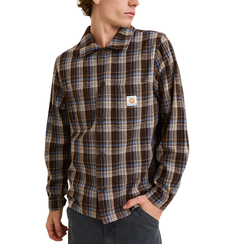 Rhythm Alex Check LS Shirt - Chestnut