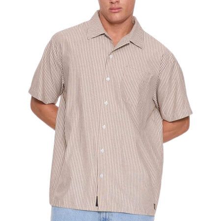Thrills Union Short Sleeve Stripe Work Shirt - Postal Brown