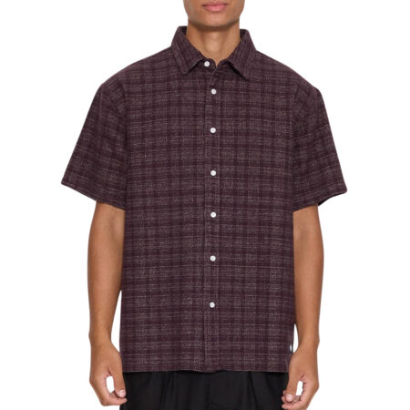 Thrills Patches Cropped Short Sleeve Shirt - Aubergine