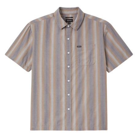 Brixton Cru S/S Shirt - Charcoal Shadow Stripe