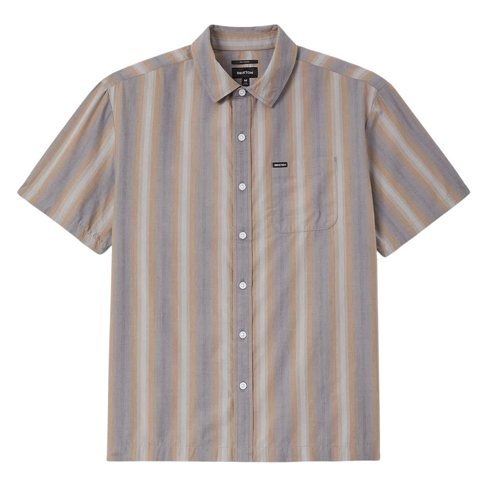 Brixton Cru S/S Shirt - Charcoal Shadow Stripe
