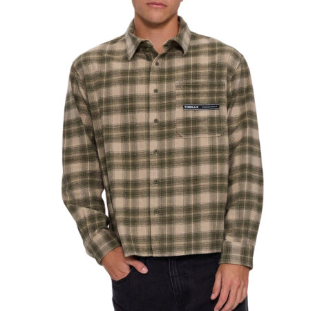 Thrills Paradise Built Barrio Long Sleeve Flannel Shirt - Military Green