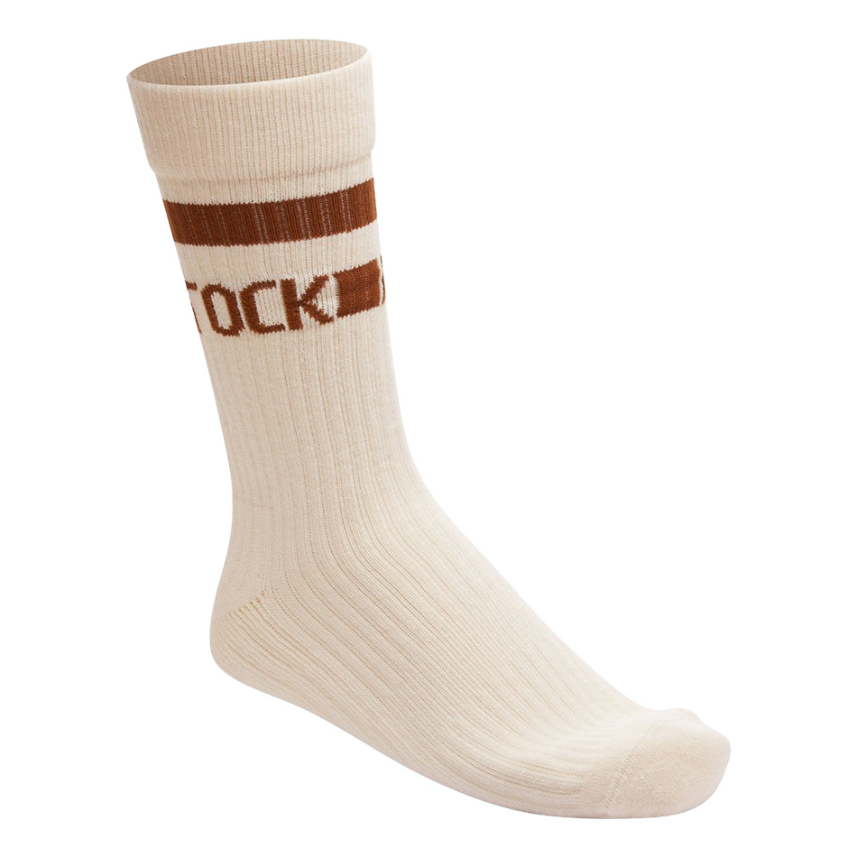 Birkenstock Cotton Crew Stripe Socks - Eggshell/Mink