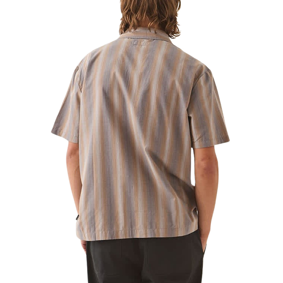 Brixton Cru S/S Shirt - Charcoal Shadow Stripe