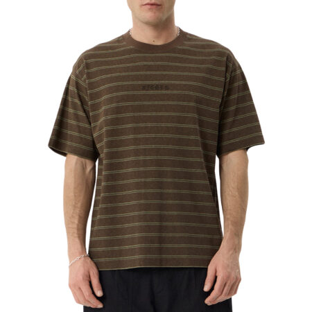 Afends Eureka Boxy Tee - Coffee Stripe