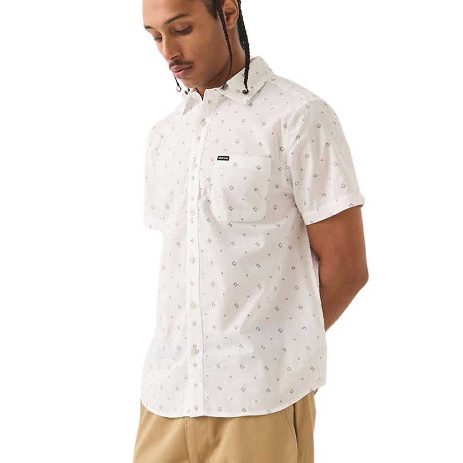 Brixton Charter Print S/S Shirt - White/Geo