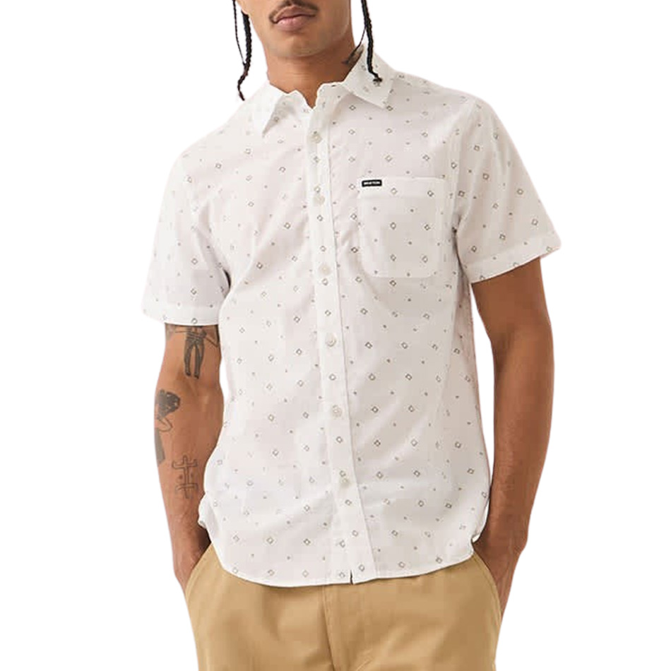 Brixton Charter Print S/S Shirt - White/Geo
