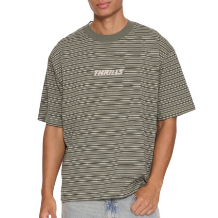 Thrills Built To Last Stripe Oversize Box Crop Tee - Beetle