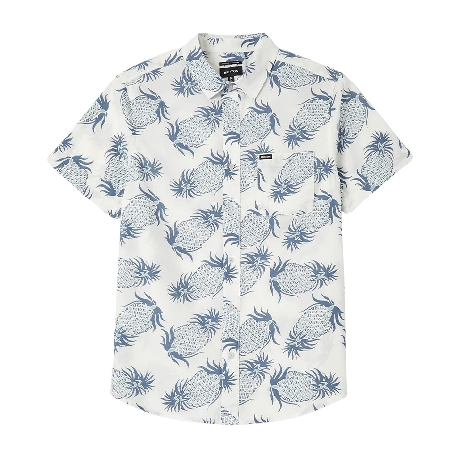 Brixton Charter Print S/S Shirt - Off White Pineapple