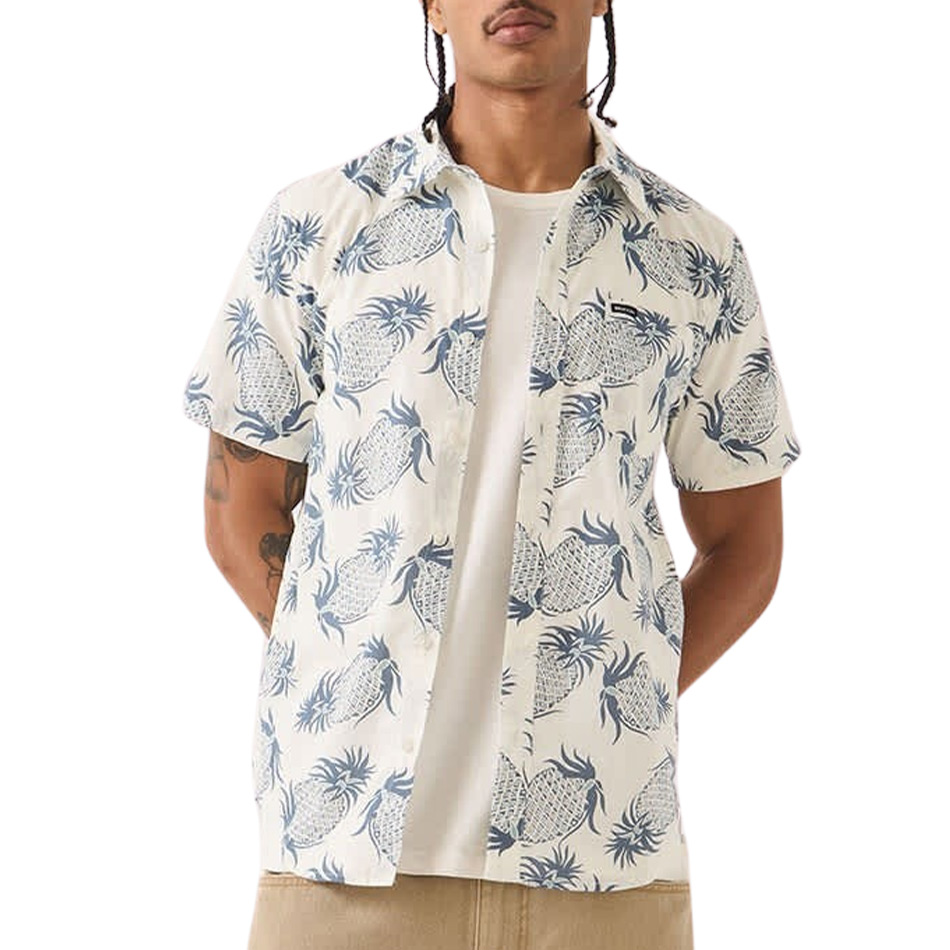 Brixton Charter Print S/S Shirt - Off White Pineapple