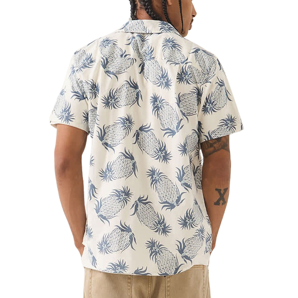 Brixton Charter Print S/S Shirt - Off White Pineapple