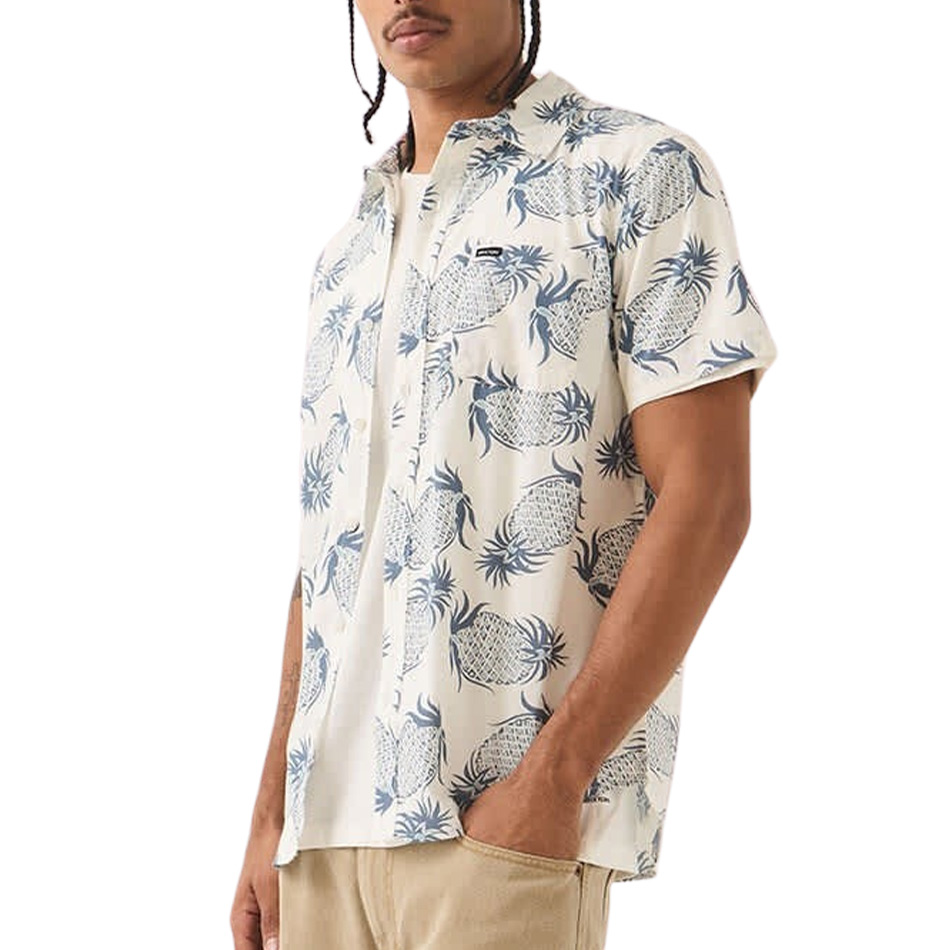 Brixton Charter Print S/S Shirt - Off White Pineapple