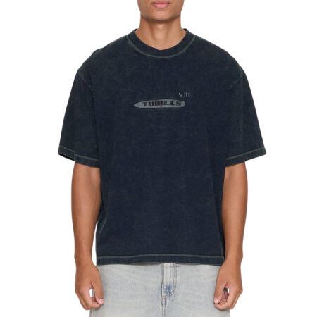 Thrills Filtered Embro Oversize Box Crop Tee - Overdye Petrol