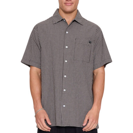 Thrills Split Decision Short Sleeve Check Shirt - Black