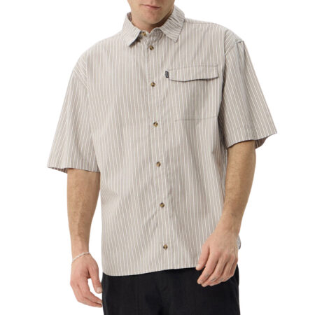 Afends Lennox Short Sleeve Shirt - Olive Stripe