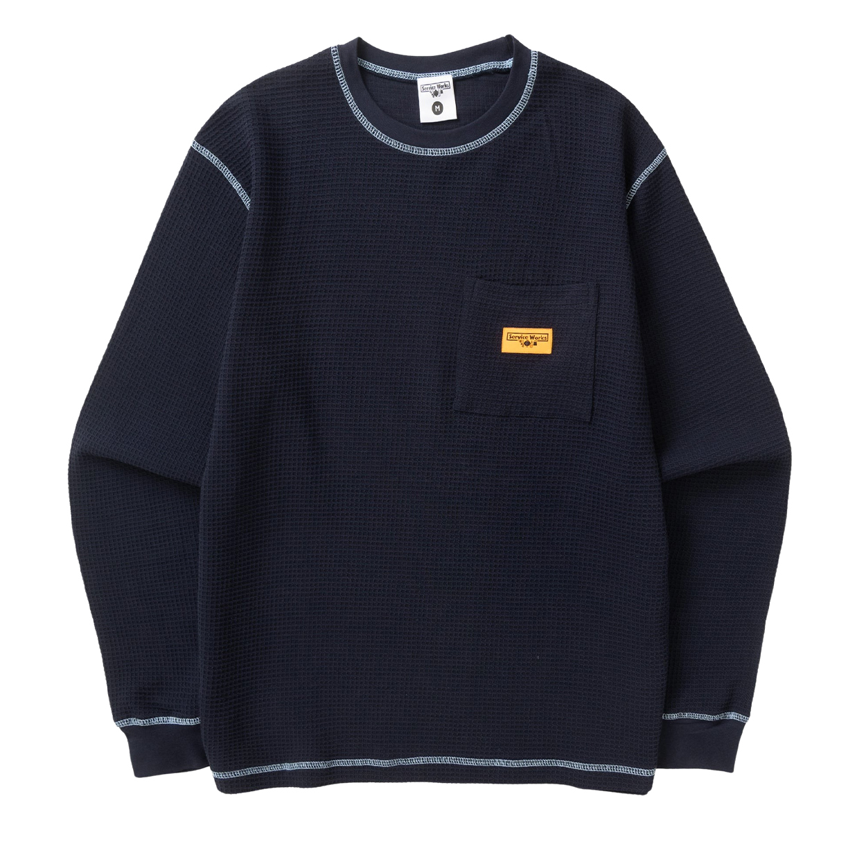 Service Works Waffle Contrast Thermal LS Tee - Navy/Blue